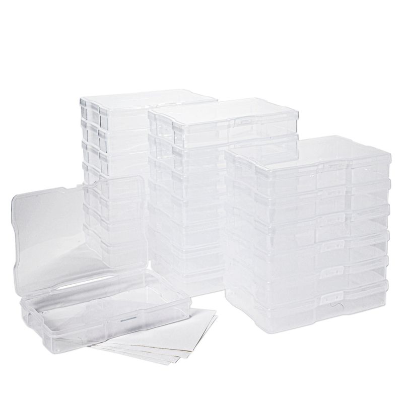 Bright Creations 24 Pcs Photo Storage Boxes for 4x6 Pictures with 40 Blank Labels, Clear Cases & Containers, 1 of 8