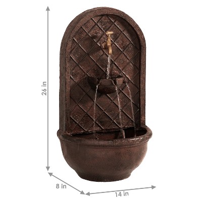 Messina Bronze Polystone Outdoor Wall Fountain, 27"H