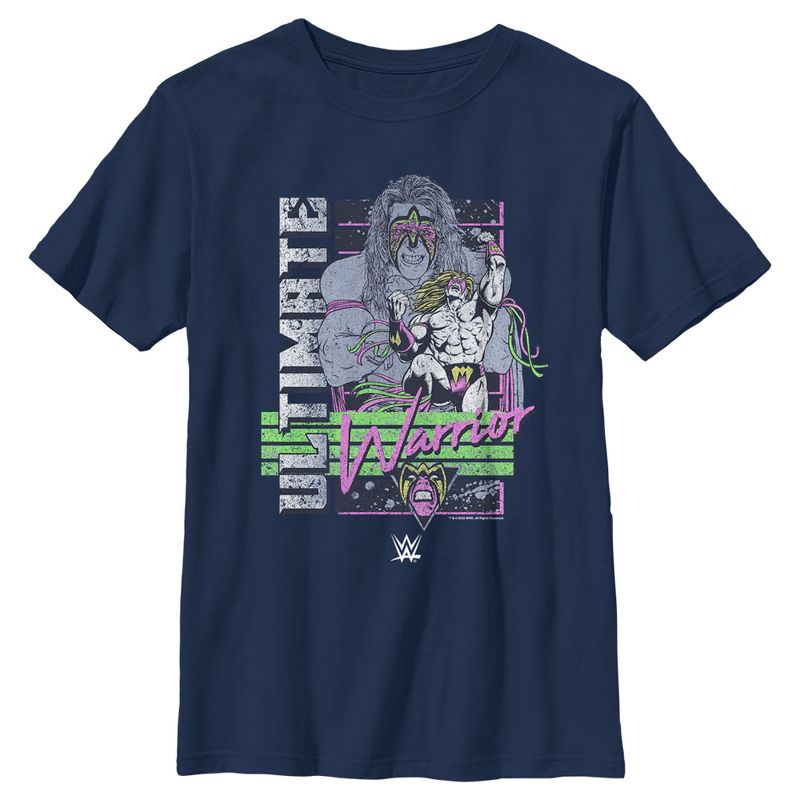 Boy's WWE Ultimate Warrior Retro Poster T-Shirt, 1 of 5