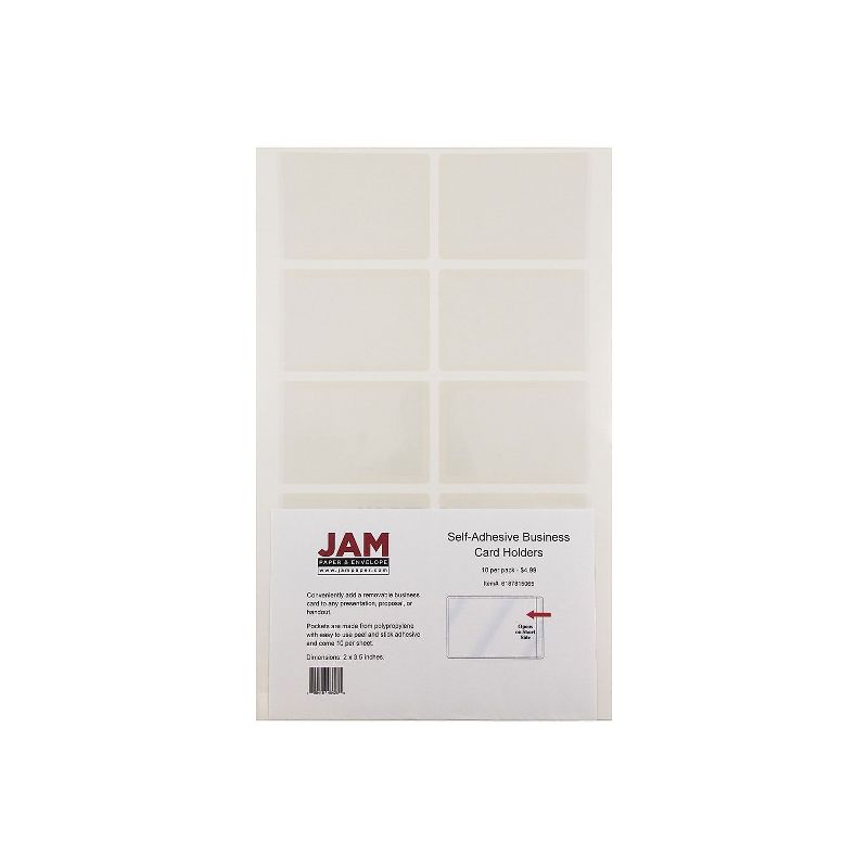 JAM Paper Self-Adhesive Business Card Holders 2x3 1/2 Clear 6187815065, 1 of 3