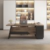SAINTCY Modern L-Shaped Executive Desk, 78.74" Large Industrial Wood Office Desk with Drawers & Shelves, Home Office Computer Workstation - 2 of 4