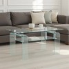 Lirago Rectangle Clear Tempered Glass 2-Tier Coffee Table-Modern Living Room Storage Center with Sleek Geometric Design 21.65"Wx39.37"Lx17.71"H - 2 of 4