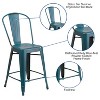 Emma and Oliver Commercial Grade 4 Pack 24" High Distressed Metal Indoor-Outdoor Counter Height Stool with Back - 4 of 4