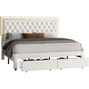 AMERLIFE Bed Frame with LED Lights&Storage Drawers, Velvet Upholstered Platform Bed - 2 of 4