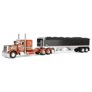 First Gear DCP 1/64 Peterbilt 379 48in Flat Top Sleeper Semi Truck 43ft Wilson Pacesetter High Side Grain Trailer, 2025 National Farm Toy Museum - 1 of 4