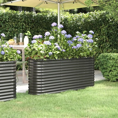 vidaXL Garden Raised Bed Powder-coated Steel 59.8"x15.7"x26.8" Anthracite