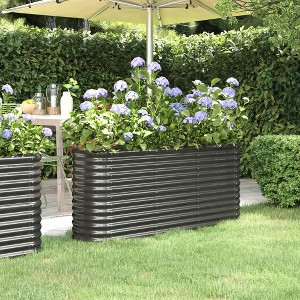 vidaXL Garden Raised Bed Powder-coated Steel 59.8"x15.7"x26.8" Anthracite - 1 of 4