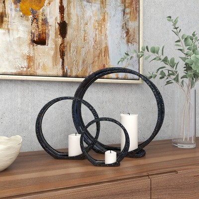 Elegant Trio Silver Ceramic Candlestick Holders, Set of 3