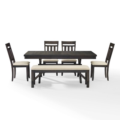 Hayden Slate Extendable Dining Set with Bench and 4 Chairs