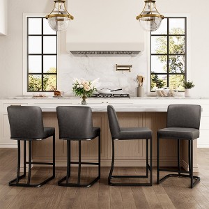Captiva Designs 24 inch Height Bar Stool with Faux Leather & Padded Seat and Back & Sturdy Steel Frame - 1 of 4