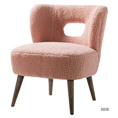 Inès Accent Chair Upholstery Fluffy Fabric Barrel Chair Living Room | Karat Home