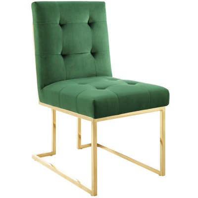 Modway Privy Gold Stainless Steel Performance Velvet Dining Chair