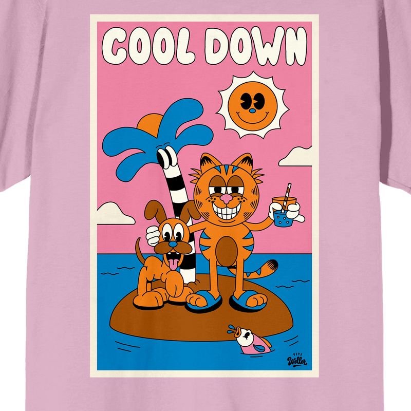 Garfield Cool Down Crew Neck Short Sleeve Cradle Pink Men's T-shirt, 2 of 3