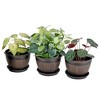 VECELO Plant Pots with Tray, Flower Pots with Drainage Holes & Saucer, Plastic Barrel Planters for Indoor & Outdoor Garden - 2 of 4