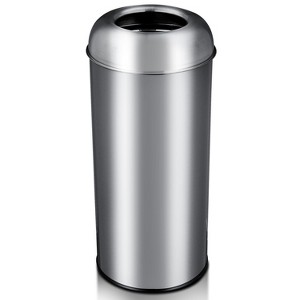65L/17Gal Heavy Duty Open Top Commercial/Kitchen Trash Can, Fingerprint-Resistant Waste Bin for Office Bedroom Restaurant, Brushed Stainless Steel - 1 of 4