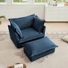 2 Piece Lazy Armrests Sofa Chairs,Chenille Fabric Upholstered Sectional Modular Sofa Chair,Sectional Modular Sofa With Ottoman-Coolbibila - 2 of 4