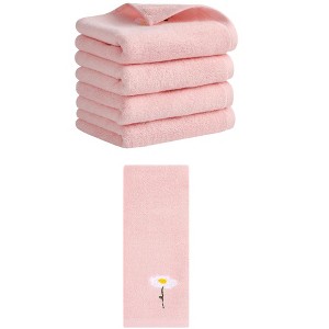 REGALWOVEN 5 Pack Floral Embroidered Cotton Soft Absorbent Bathroom Hand Towels 13" x 30" - 1 of 4