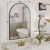 Arched Bathroom Mirror, Wraparound Hanging Mirror, Modern Wall Mounted Metal Frame Mirror for Entryway - 2 of 4