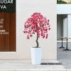 DR.Planzen UV Resistant 6-7FT Pre Potted Artificial Bougainvillea Red Flowers Tree with White Tall Planter for Indoor Outdoor Home Decor - 2 of 4