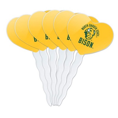 North Dakota State Bison Secondary Heart Love Cupcake Picks Toppers Decoration Set of 6