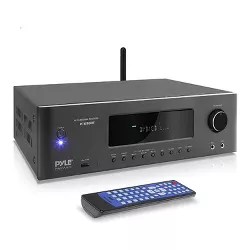 Pyle PT696BT 1000 Watt 5 Channel Bluetooth Amplifier Stereo Receiver System with 4K Ultra HD Pass Through Support, Mic Inputs, and Remote Control