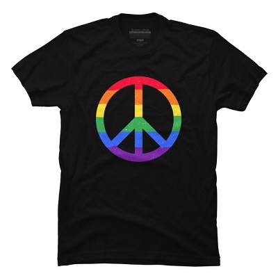 Adult Design By Humans Rainbow Pride and Peace Sign By JuanMedina T-Shirt