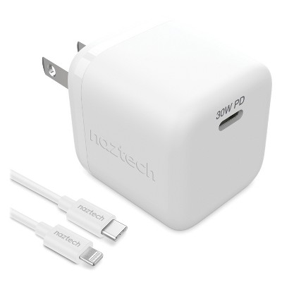 Naztech 30-Watt Power Delivery Wall Charger with 6 ft. USB-C to MFI Lightning Cable, White
