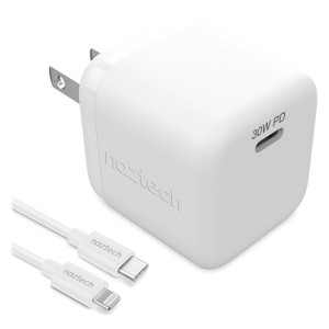 Naztech® 30-Watt Power Delivery Wall Charger with 6 ft. USB-C® to MFI Lightning® Cable, White - 1 of 4