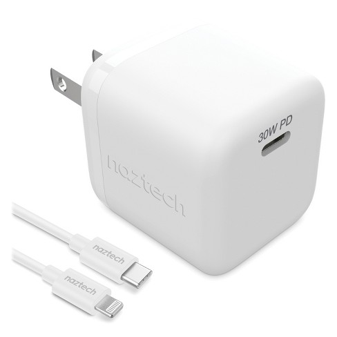 Naztech 30-watt Power Delivery Wall Charger With 6 Ft. Usb-c To Mfi  Lightning Cable, White : Target