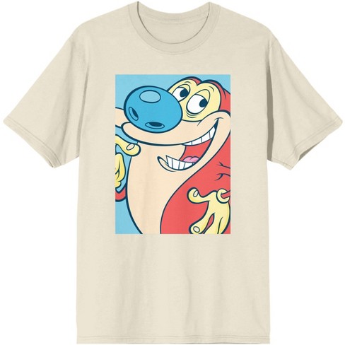 Ren & Stimpy Stimpson J. Cat Portrait Men's Natural Ground T-shirt-Large