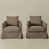 KINWELL 32" Wide Down Fill Upholstered Slipcovered Swivel Barrel Accent Armchair, Set of 2 - 4 of 4