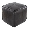 Sapphtopaz Modern leather Ottoman with Splicing Design Upholstered Multi-Purpose Pouf with Recycled Cotton Fill Footstool for Living Room,Bedroom - 3 of 4