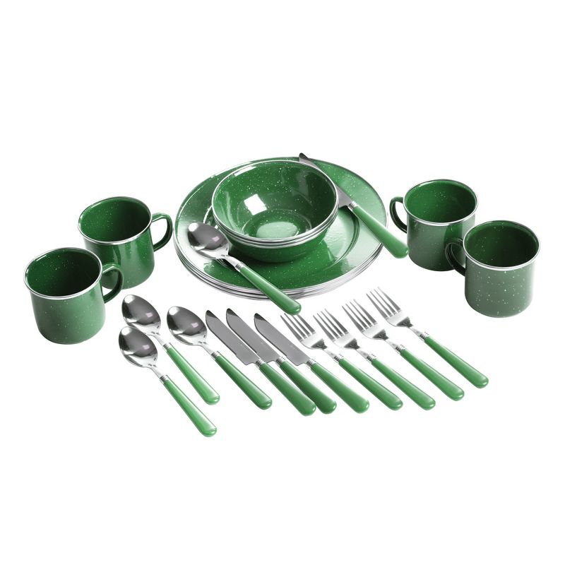 Stansport Enamel Camping Tableware Set 24 Pieces Green, 1 of 14