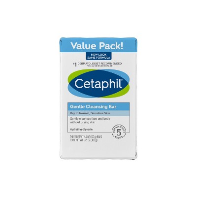 Cetaphil Gentle Cleansing Bar Soap - 3pk - 4.5 oz each