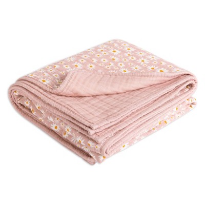 Blush Pink Organic Cotton Daisy Toddler Quilt