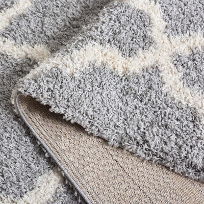 Grey and Ivory High Pile Shag Area Rug, 10' x 14'