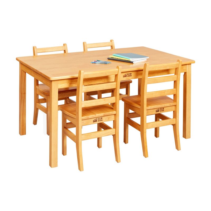 ECR4Kids Rectangular Hardwood Table with 24in Legs and Four 14in Chairs, Kids Furniture, 4 of 13