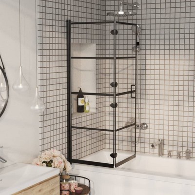 VidaXL Folding Shower Enclosure ESG 39.4 in.x55.1 in. Black