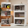 QingMoon 4 Tier Foldable Storage Cabinet, Stackable Plastic Organizer with Magnetic Doors and Wheels for Closet, Bedroom, Dorm and Office - 3 of 4