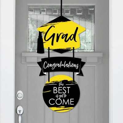 Big Dot of Happiness Yellow Grad - Best is Yet to Come - Hanging Porch  Graduation Party Outdoor Decorations - Front Door Decor - 3 Piece Sign