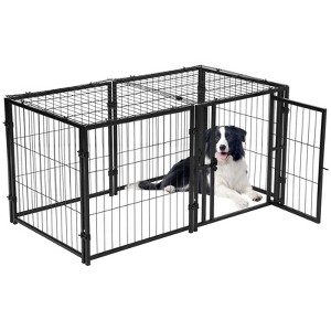 TruAIR 48" Heavy Duty Dog Crate - Escape-Proof Steel Kennel with Divider & Wheels for Large/Medium/Small Dogs (1-Pack, Black) - 1 of 4