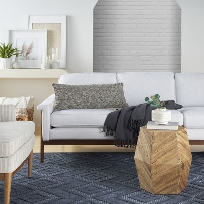 Black Cotton Rectangular Throw Pillow with Polyester Insert