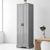 Tall Storage Cabinet with Adjustable Shelves and Anti-Tip Device, Freestanding Organizer with Double Doors for Bathroom, Kitchen, or Dining Room - 3 of 4