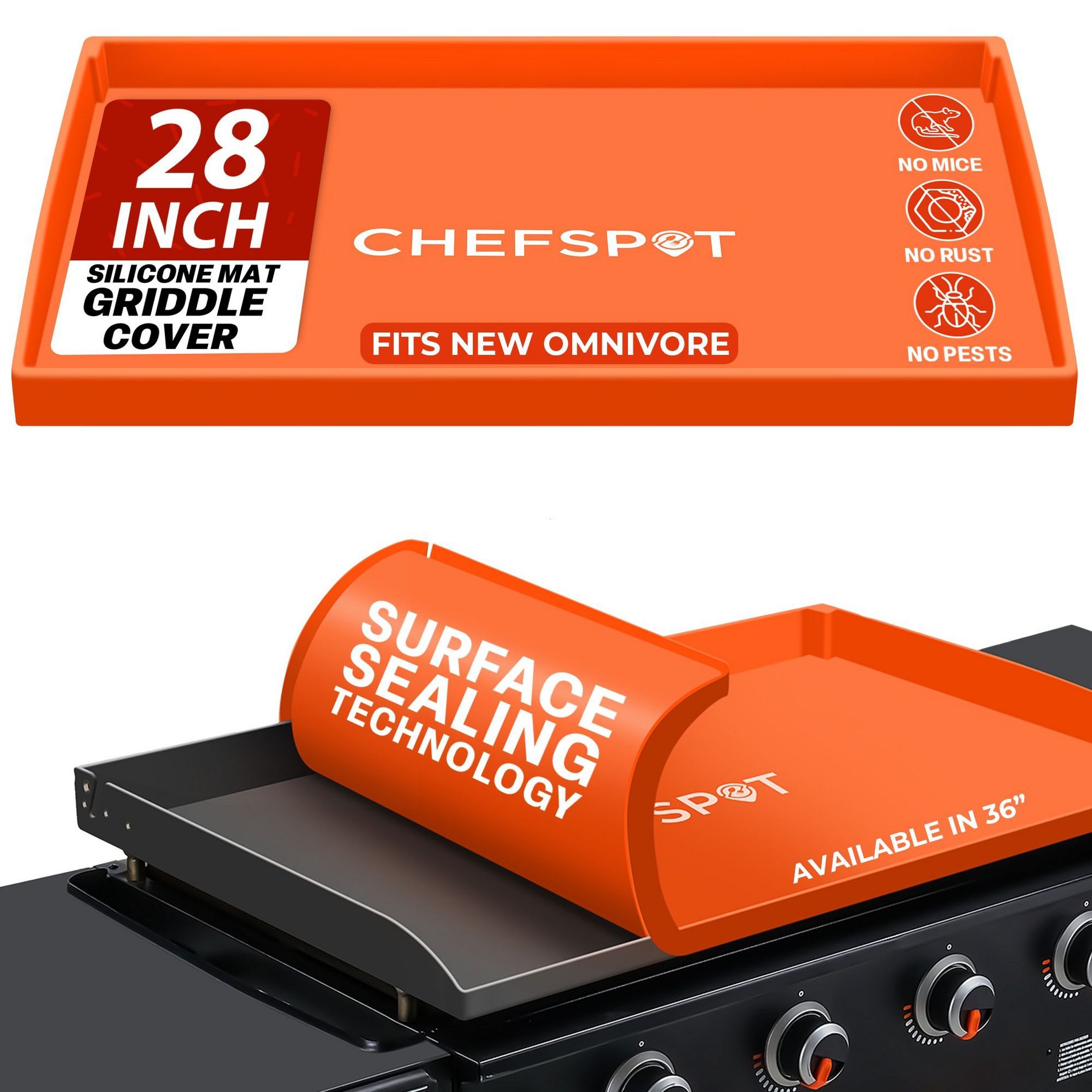CHEFSPOT Griddle Mat Cover for Blackstone Omnivore Griddle - Silicone - Full Grill Cover Protector - New Models