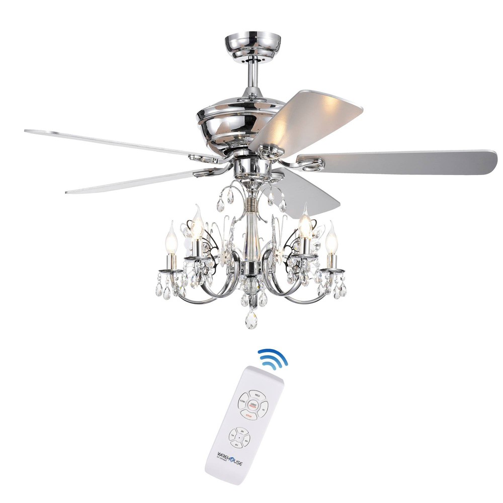 Warehouse Of Tiffany Silver Orchid Finlayson 52" 5-Light Chrome Lighted Fan Two-Color Blades Reversible with Remote Control