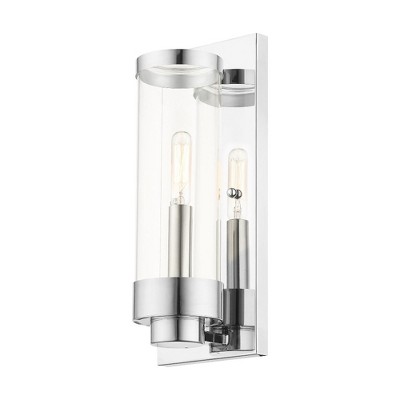 Polished Chrome Clear Glass Outdoor Wall Lantern