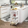 LunaLulinlk Mobile Kitchen Cart, Rolling Kitchen Island with Storage, Solid Wood Frame Utility Cart with Trays and Drawer, White - 4 of 4