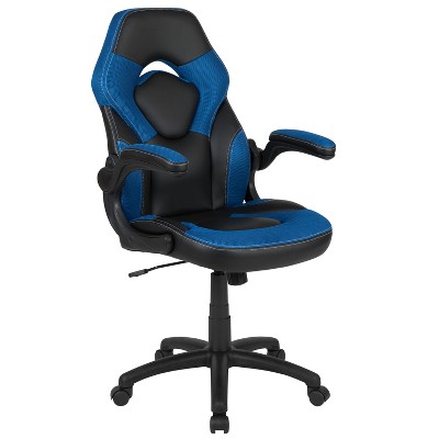 Sleek 50" Blue and Black Gaming Desk & Chair Set with Cup Holder