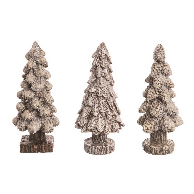 Resin Winter Sparkle Tree Figurine Set of 3