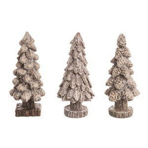 Transpac Resin Winter Sparkle Tree Figurine Set of 3 - Festive Christmas Decorative Objects for Holiday Cheer - 1 of 2